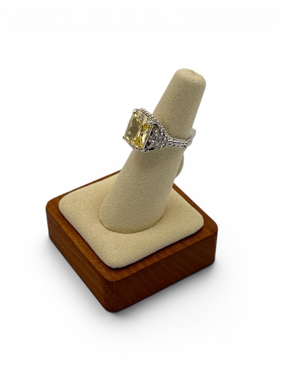 Bomb Party "Make A Statement" GOT Ring Lemon CZ Rhodium Plating Size 5